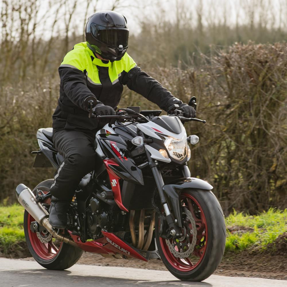 Spartan Long WP Men's Motorcycle Motorbike  Jacket - Black/Fluo