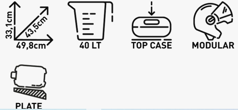 Kappa K400N Motorbike Motorcycle Panniers Top Case 40 Litre  Monolock Black Logo Plate